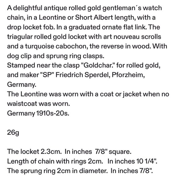 Antique Gold Filled Watch Chain with Locket $75 OBO - Picture 9 of 10